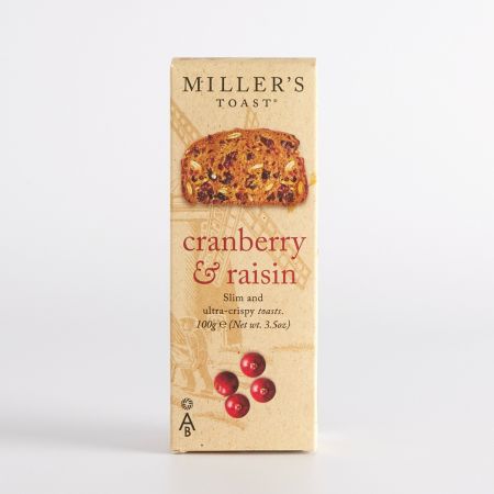 100g Cranberry & Raisin Miller's Toast by Artisan Biscuits, part of luxury gift hampers at hampers.com UK
