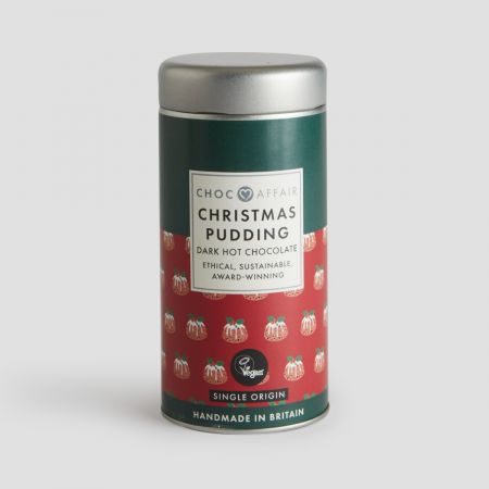 200g Christmas Pudding Hot Chocolate Tin, part of luxury gift hampers at hampers.com