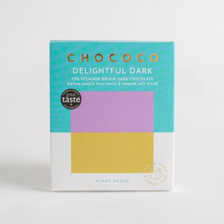Image of 75g Delightful Dark 72% Ecuador Origin Dark Chocolate Bar by Chococo, part of luxury gift hampers at hampers.com