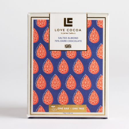 75g Love Cocoa Salted Almond Dark Chocolate Bar