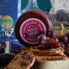 Close up 3 of products in Christmas Eve Wine & Nibbles Gift Basket, a luxury Christmas gift hamper at hampers.com UK
